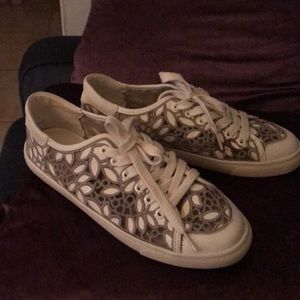 Tory Burch Natural Rhea Lace-Up Sneakers